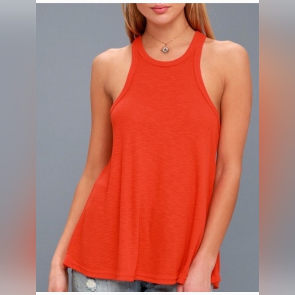 Free People Orange Relaxed Sleeveless Tank Top‎
